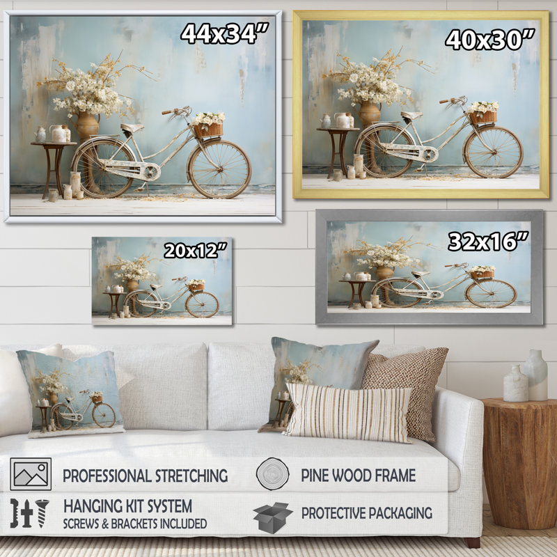 Bicycle Tranquil Pedaling VI, reproduction d'art sur toile, H 34 po x l 44 po x P 1,5 po, Toile tendue