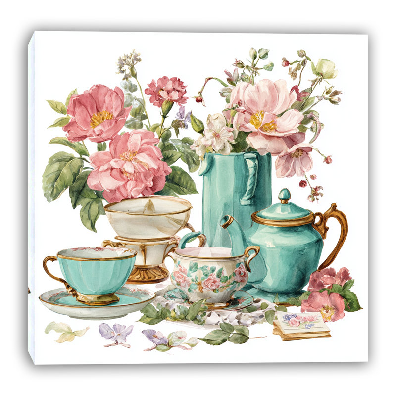 «Pastel Tea Garden», art mural sur toile tendue, 30"W x 30"H x 1.5"D