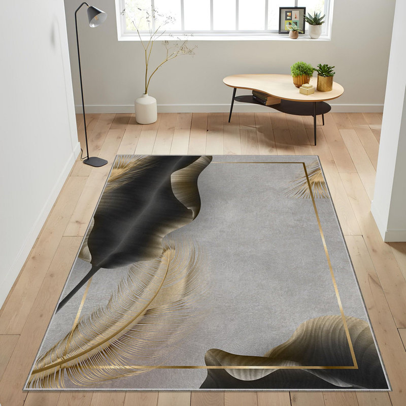 Luxurious Woven Carpet, 100% Polyester, 70.9 x 110.2 Inches | 740 g/m², Non-Slip Felt Dot Underside, 0.2 Inch Pile Height | Machine Washable, Easy Care, Perfect for Living Room & Bedroom Décor