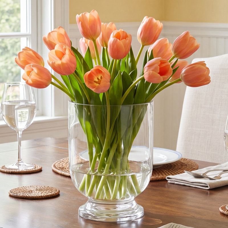Eske Handmade Glass Table Vase, 6.75" H x 5.25" W x 5.25" D