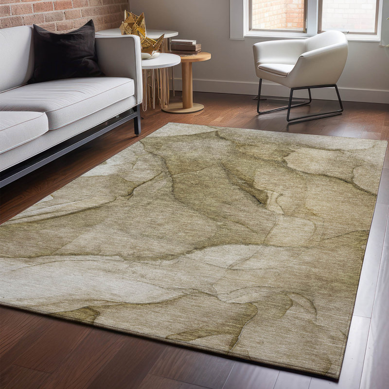 Tapis brun Cerrito AMF607 lavable à la machine de qualité supérieure, Rectangulaire 3 pi x 5 pi