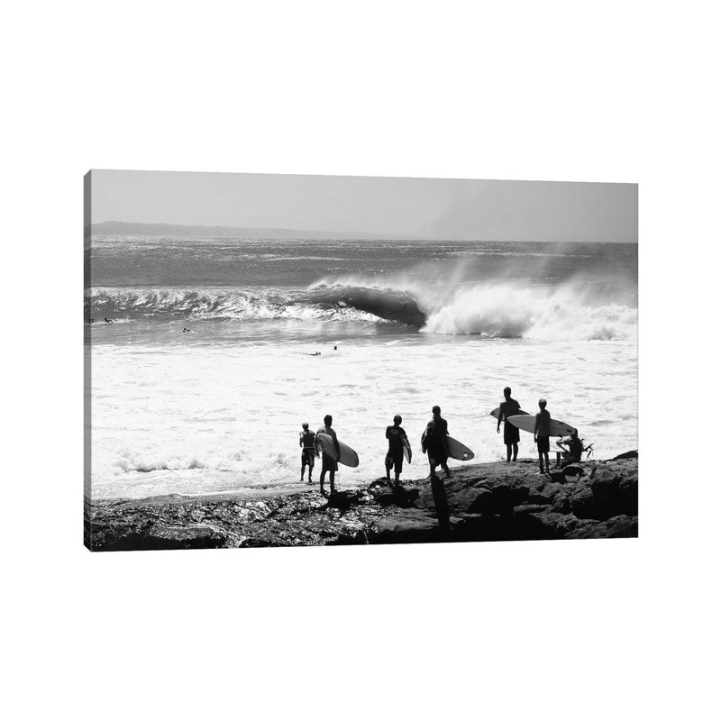 Silhouette Of Surfers Standing On The Beach, Australia by Panoramic Images - Wrapped Canvas Print, 20.32 cm H x 30.48 cm W