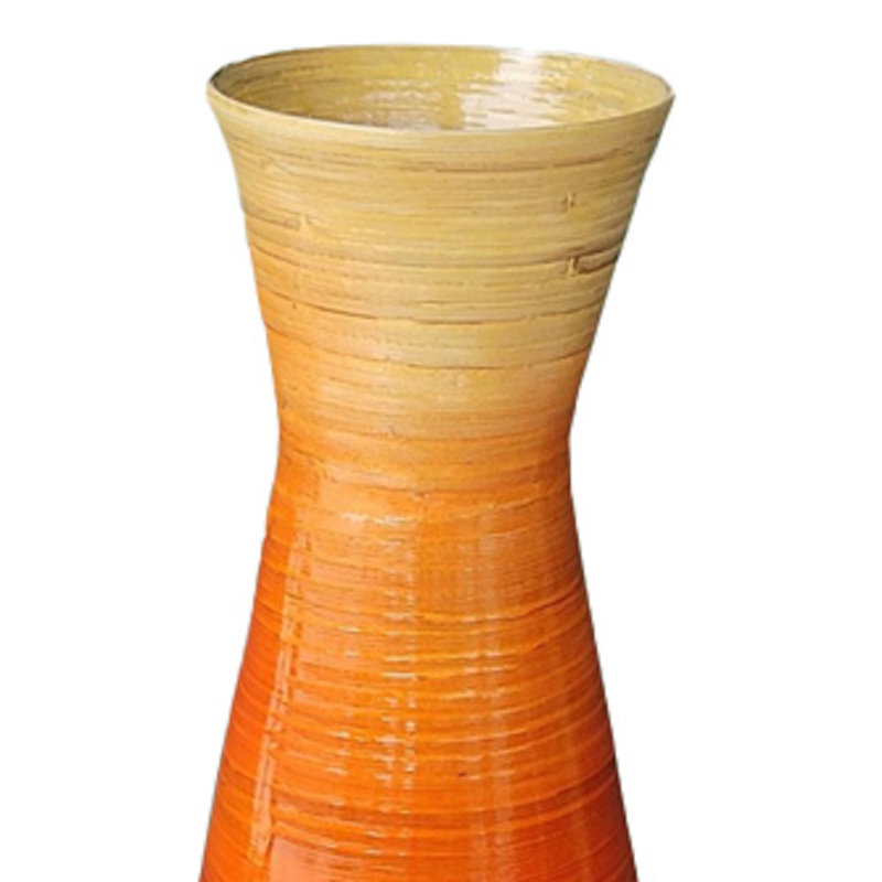Vase de plancher en bambou, Orange, H 8 po x l 8 po x P 8 po