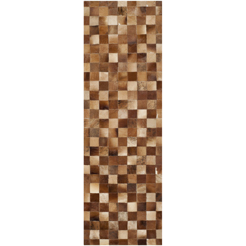Barr Hand Woven Leather Brown/Light Brown Rug