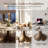 Aurora 47‘’/53‘’/59‘’ Farmhouse Round Sintered Stone Dining Table - Sculptural Solid Hardwood Pedestal For 4-8-354135555-354135554