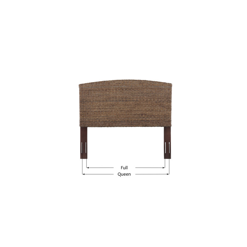 Grand lit à tête de lit escamotable en osier, 56.6" H x 64.6" W x 3" D