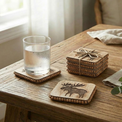 Ensemble de 4 sous-verres orignaux ornés de perles