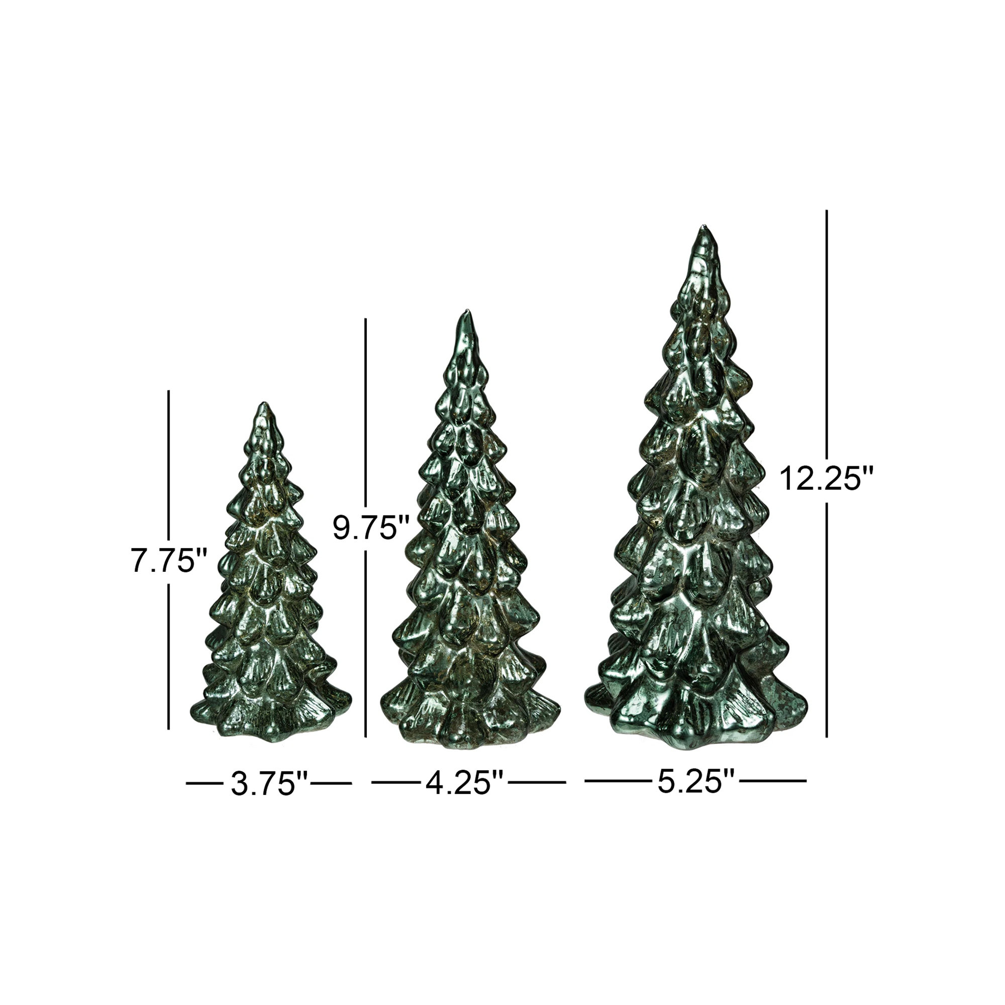 Mercury Glass LED Tree Set