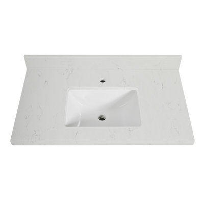 37" Quartz Bathroom Vanity Top With Sink