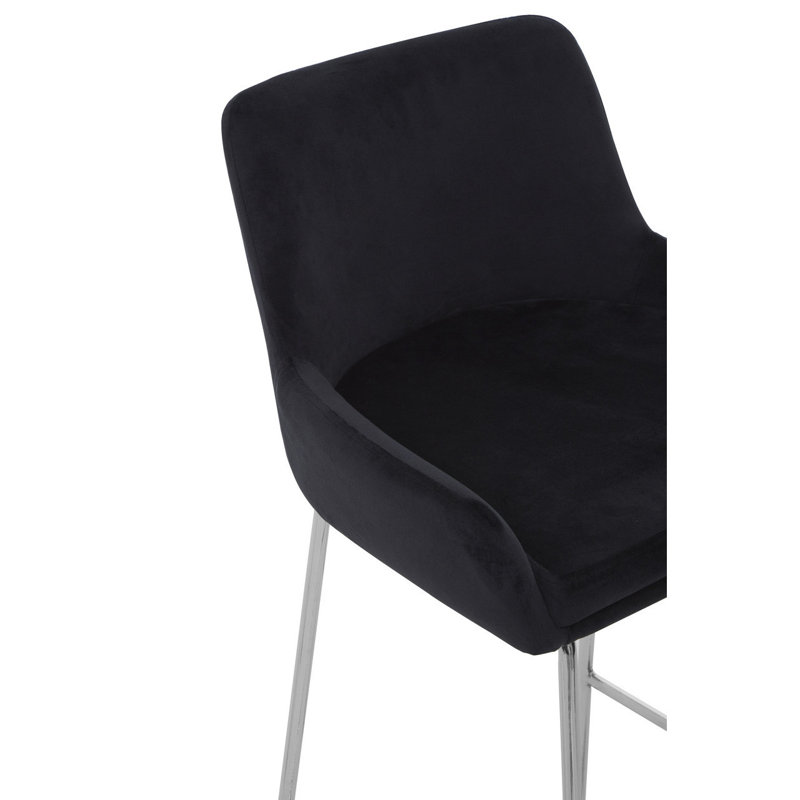 Elsberry Upholstered Counter Stool with Metal Frame, Silver, Black