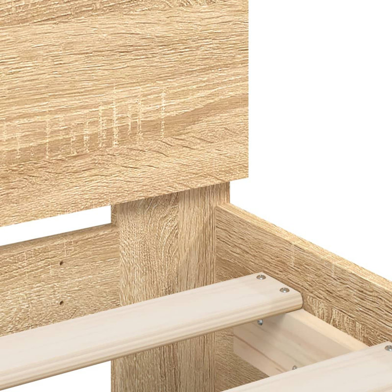 Vidaxl Bed Frame With Headboard Engineered Wood, Sonoma Oak, Single (3')