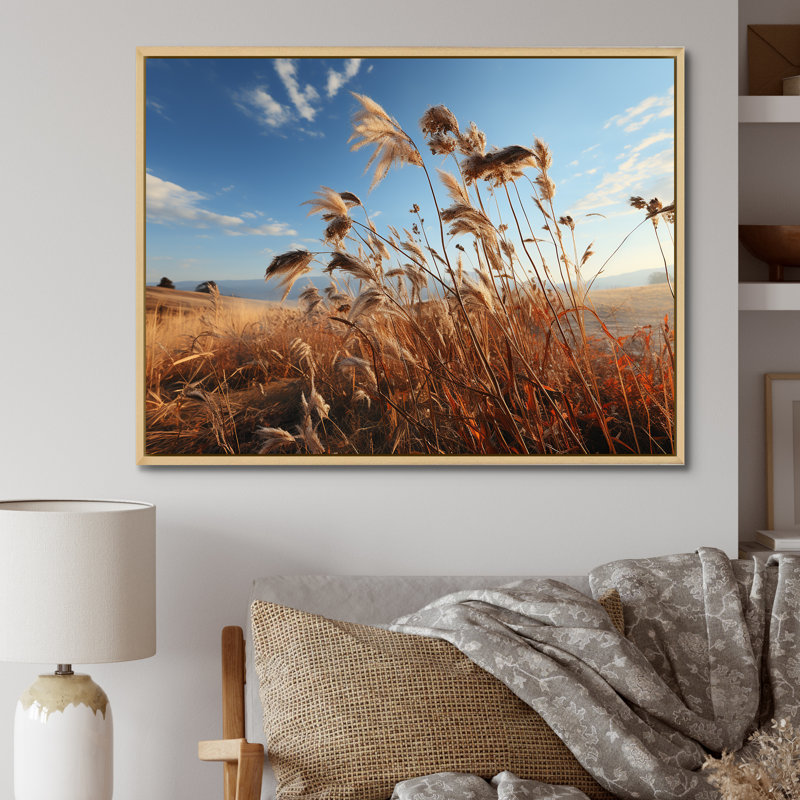 Paysage de prairie sur toile, Cadre naturel flottant, H 34 po x l 44 po
