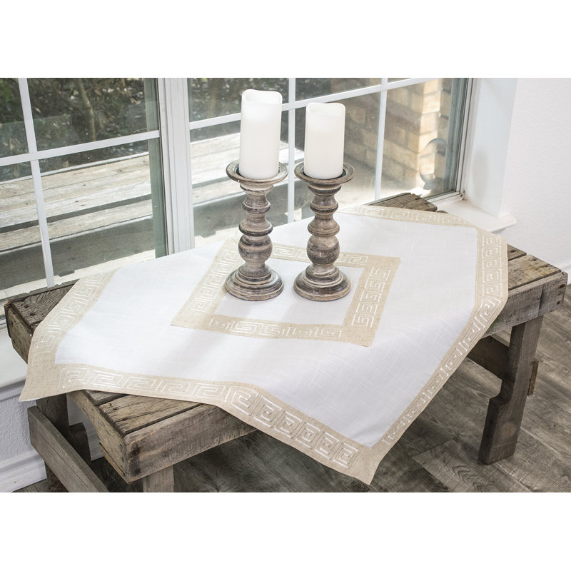 Greek Key Table Topper 34 Inch Square