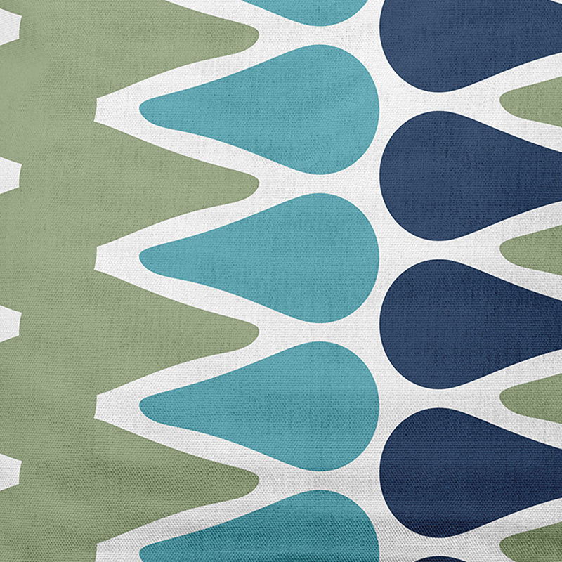 Geometric Outdoor Reversible Throw Pillow, Blue