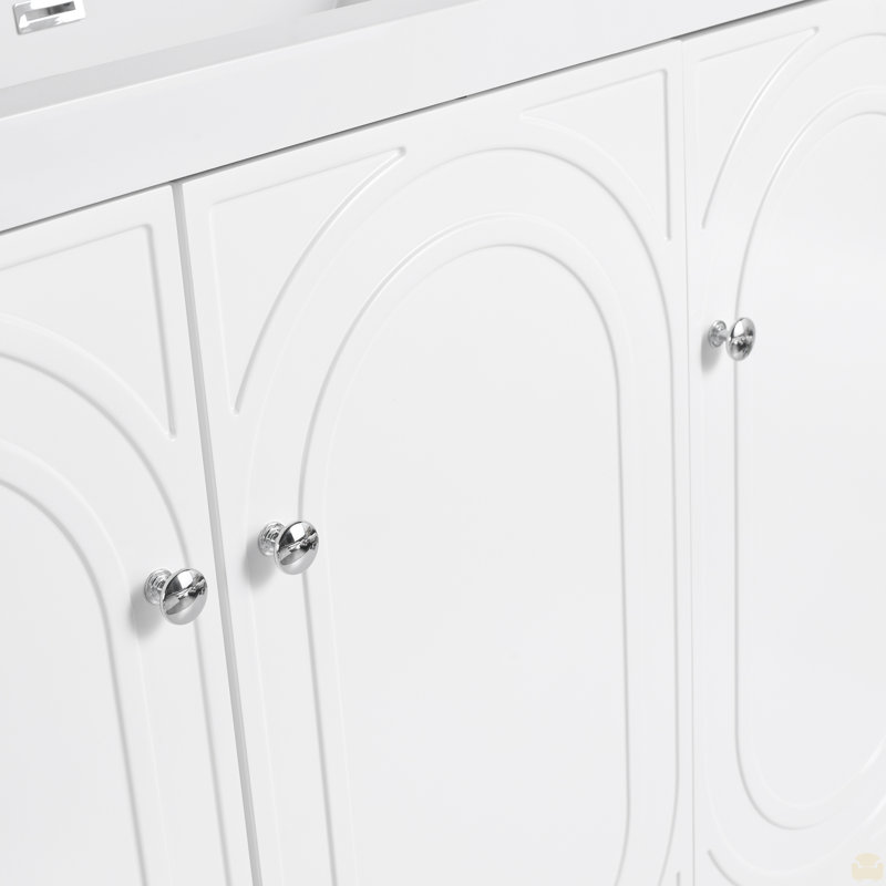 Meuble-lavabo autoportant 48 po et 3 portes d'armoire à fermeture en douceur (emballage KD) - sans le lavabo