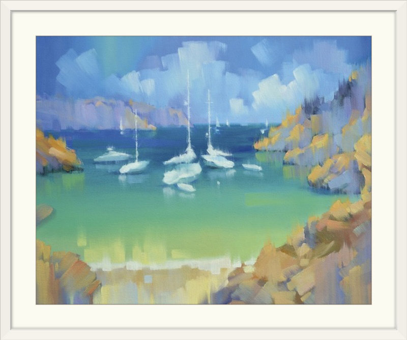 «Cala Llombards VI» par Alex Hook Krioutchkov - reproduction, Cadre blanc, H 20 po x l 23 po x P 1 po