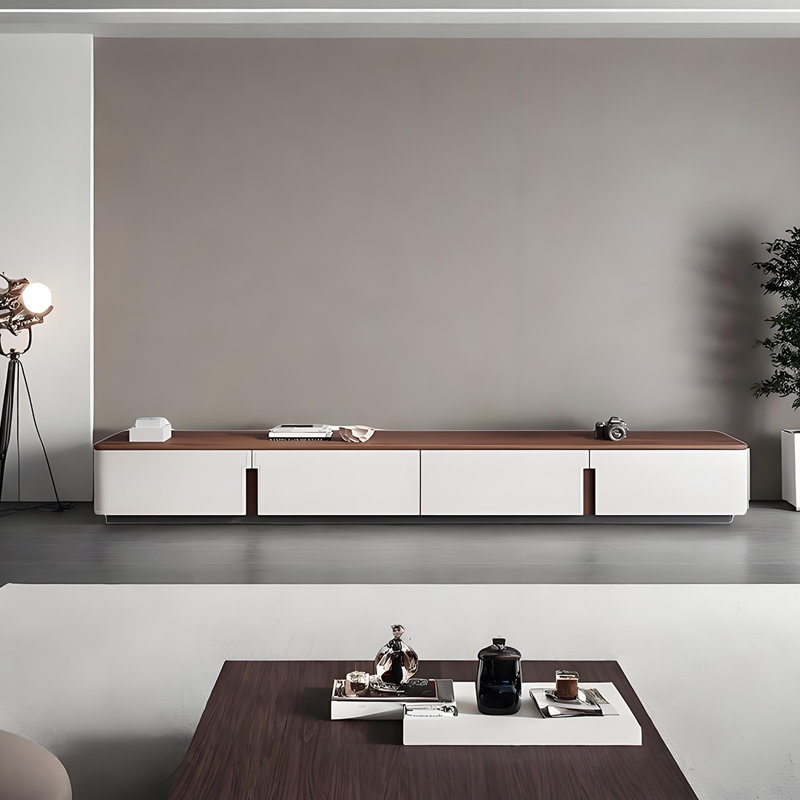 Meuble télé moderne avec cuir de qualité supérieure, H 15,74 po x L 94,48 po x l 15,74 po