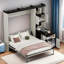 Lit escamotable moderne avec bureau, tablettes de rangement et armoires