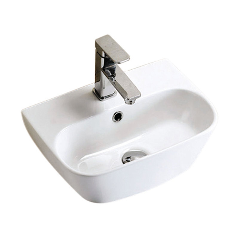 White Stone 425mm L x 425mm W White Ceramic Oval Sink with Overflow