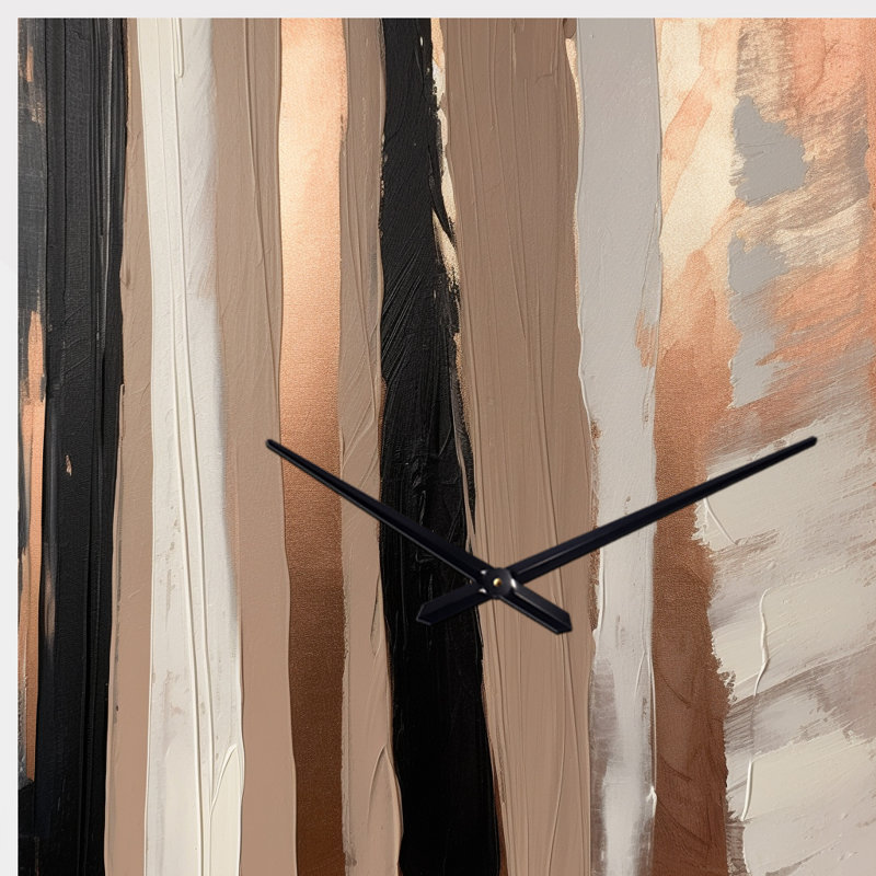 Brun et noir au-delà des limites IV - horloge abstraite asymétrique en métal, impression d'horloge en métal de forme unique brune