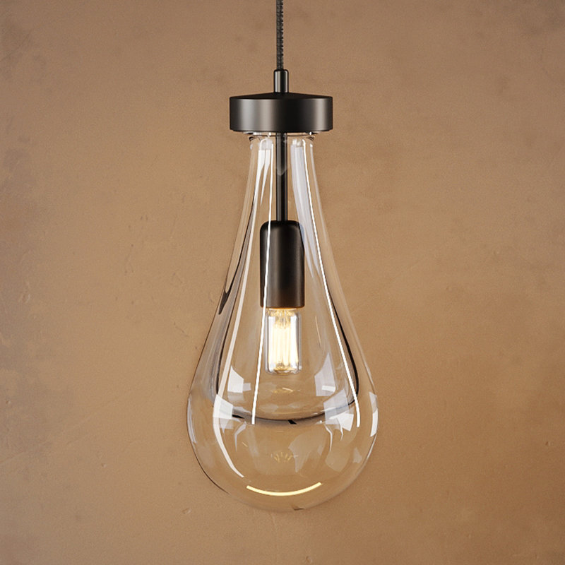 1 - Light Luxury Raindrop Single Pendant, Matte Black