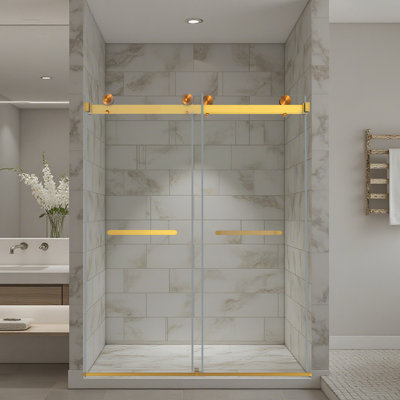 56-60 in W x 74 in H Dual Sliding Frameless Shower Door with (8 mm) Clear Glass