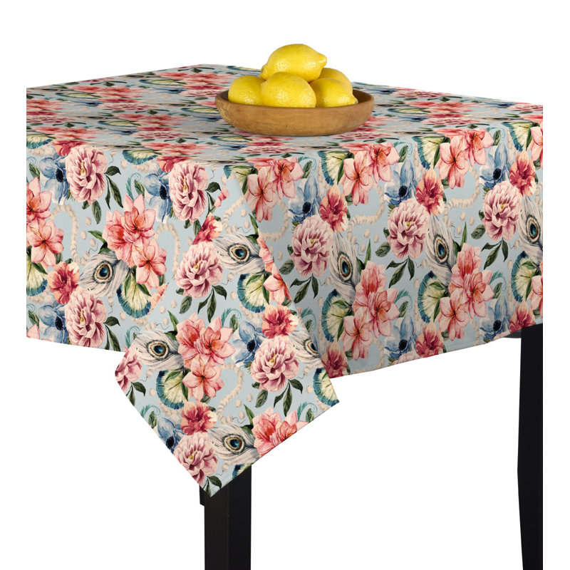 Channelle Floral Feathers Tablecloth, 90" x 90"