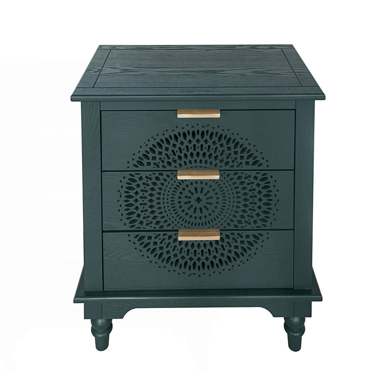 Commode 3 tiroirs creux, commode avec poignées en métal, armoire de rangement