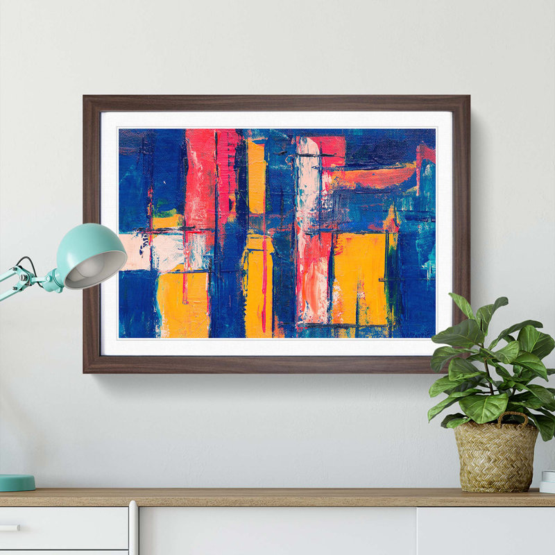 Abstract Art Painting Vol.366 by S.Johnson - Framed Print, 27cm H x 36cm W x 2cm D, Walnut Framed