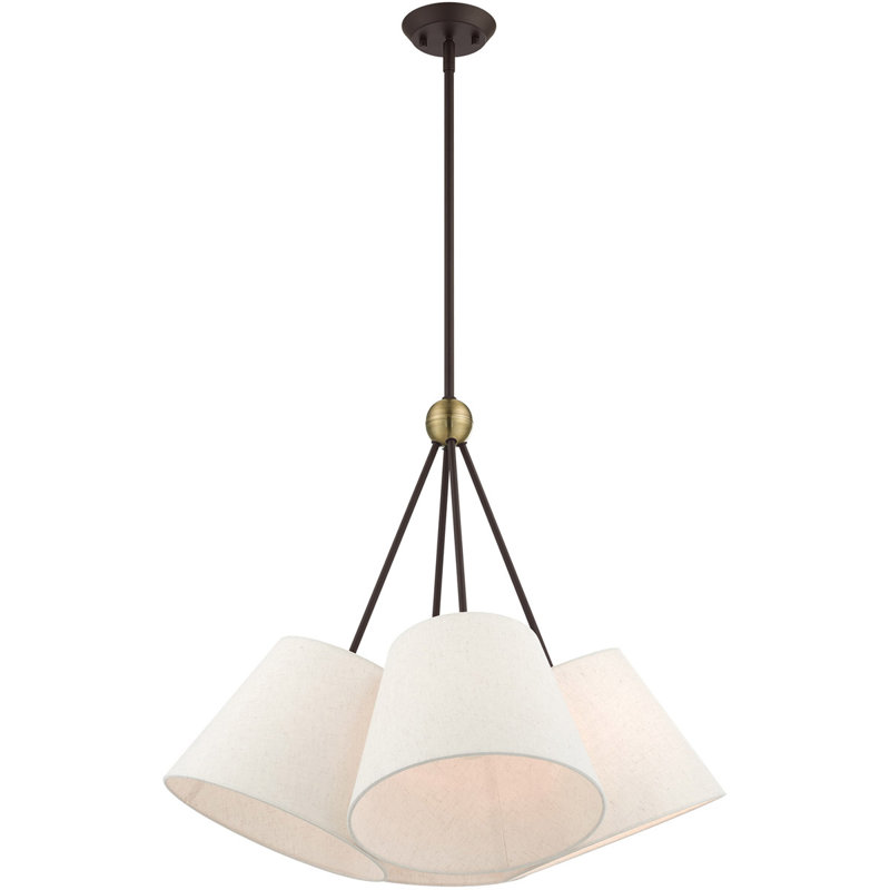 Cassandre 4 - Light Cluster Pendant, Bronze/Antique Brass Accents, Oatmeal