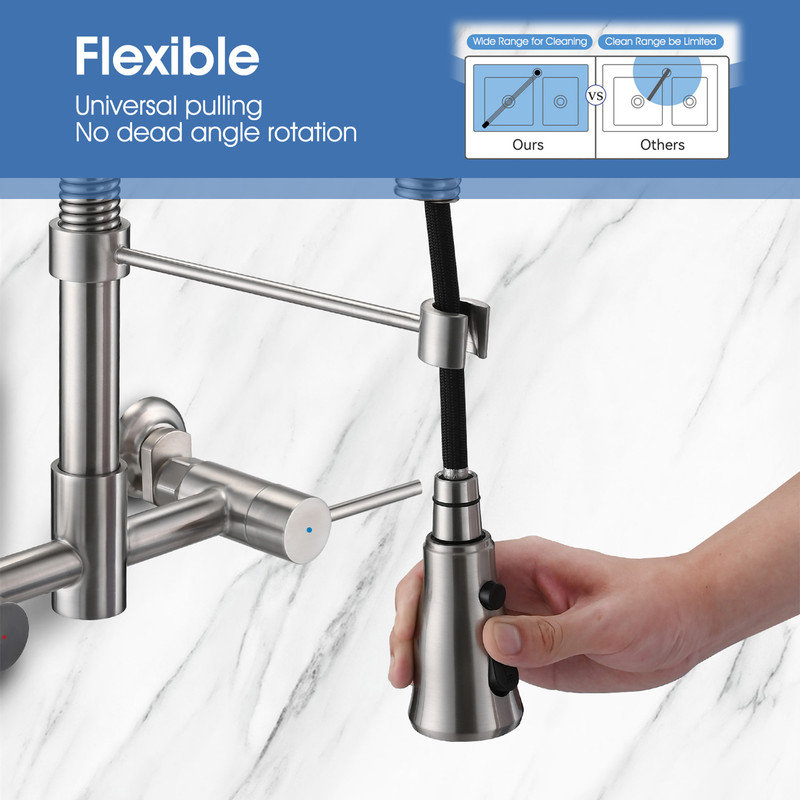 Casa Eclat Pull Down Kitchen Faucet, Brushed Nickel