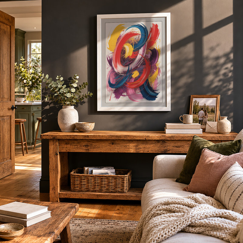 Gestural Motion Abstract - Print, A3 - 42.0 x 29.7 cm, White