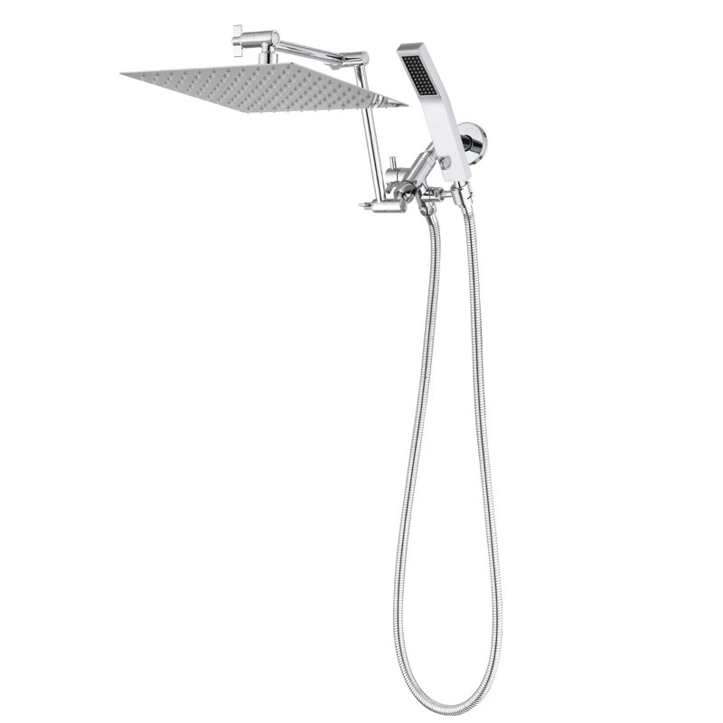 Pomme de douche carrée 10 pouces et douche à main à haute pression avec bras d'extension de douche réglable de 16 po