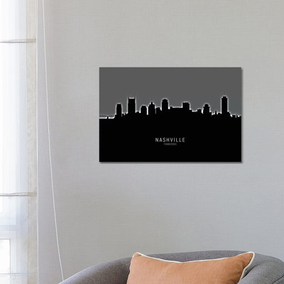 Nashville Tennessee Skyline by Michael Tompsett - 1 Piece Wrapped Canvas Wall Art