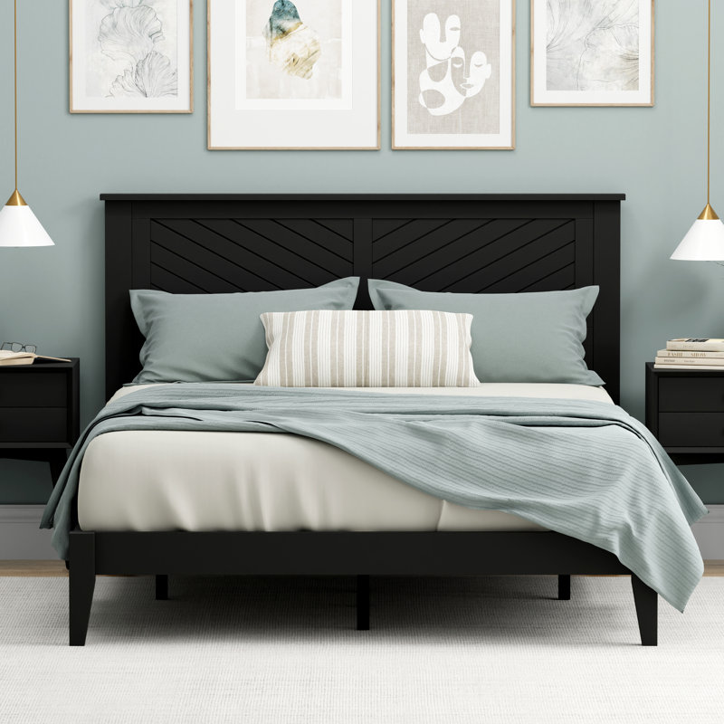 Palmdale Solid Wood Platform Bed, Black, Queen