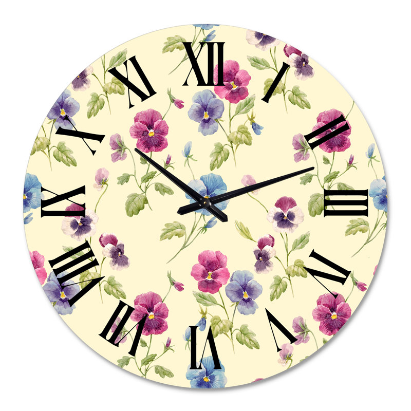 Pensée rose et bleue I - Horloge murale traditionnelle, Surdimensionné