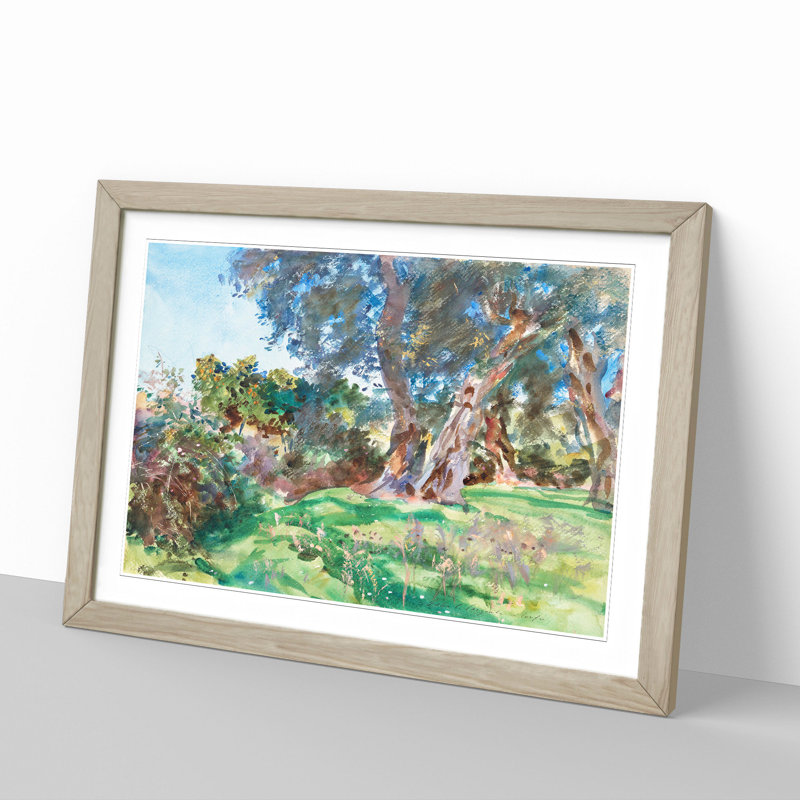 Olive Trees by John Singer Sargent - Picture Frame Painting on MDF, Oak Framed, 36cm H x 48cm W x 2cm D
