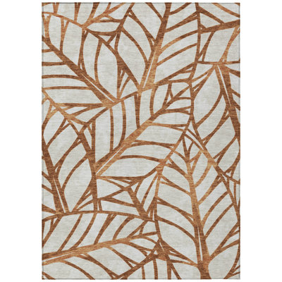 Tapis extérieur lavable floral orange 8 pi x 10 pi beige et cuivre