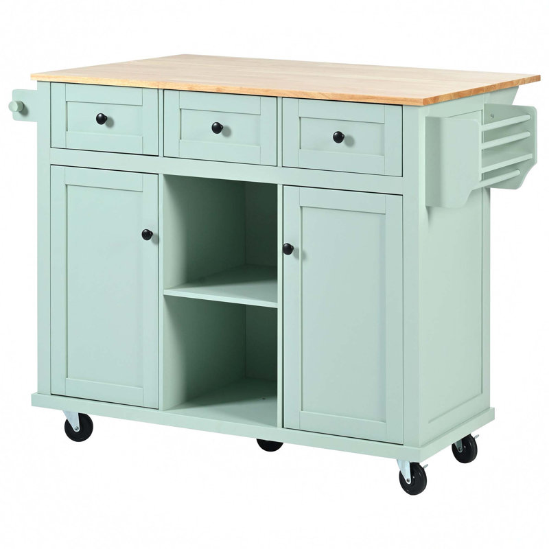 Versatile Kitchen Cart with Abundant Storage and Mobility for Enhanced Cooking Experience, Mint Green