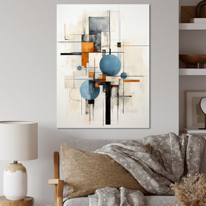 «Isabellah Beige Blue Suprematism Harmonic Intersections II», reproduction sur toile, H 44 po x l 34 po x P 1,5 po