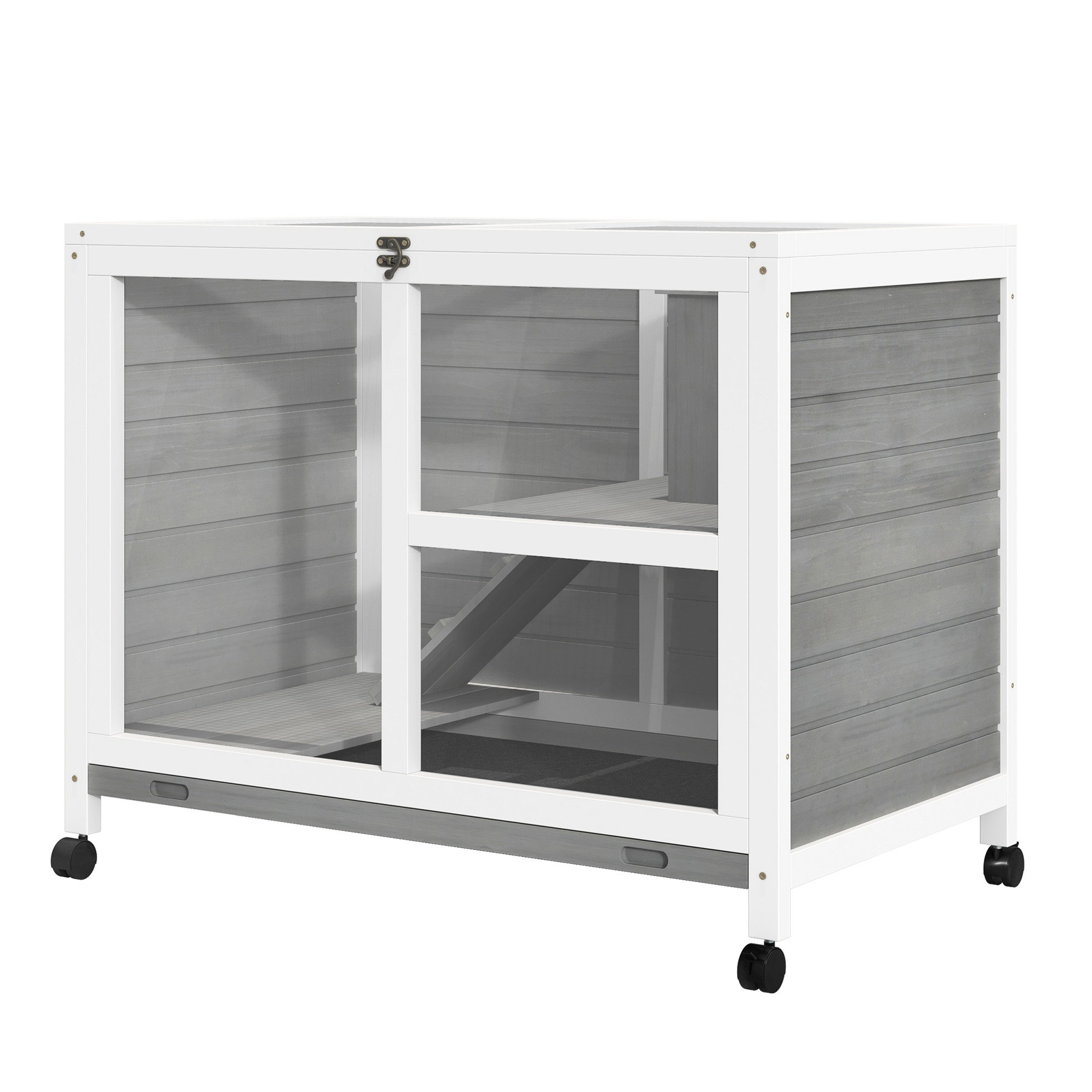Tucker Murphy Pet™ Grey Waterproof Rabbit Kennel With Wheels - Compact ...