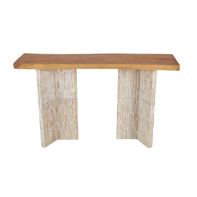 Console de salon en bois de teck brun Cole et Grey avec pieds en lattes Envi