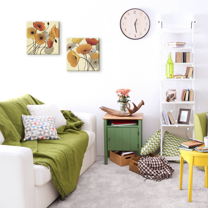 «Pumpkin Poppies» par Shirley Novak, art sur toile (ensemble de 2)