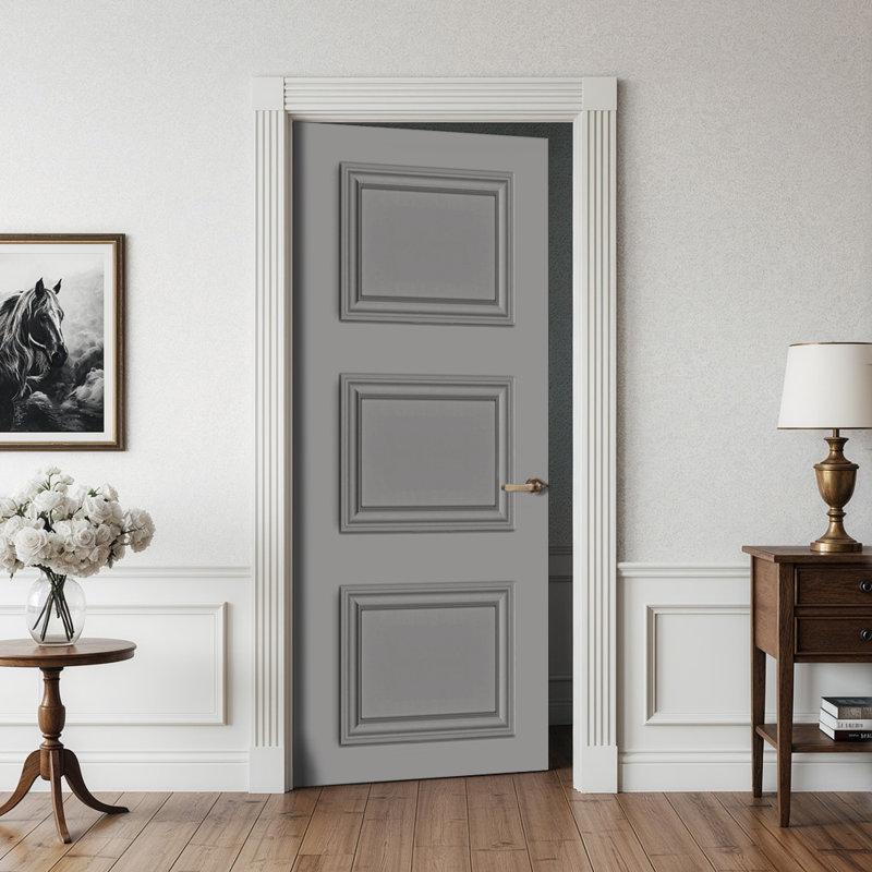 Dalle de porte intérieure 3 panneaux Palazzo, Gris clair, 84 x 32