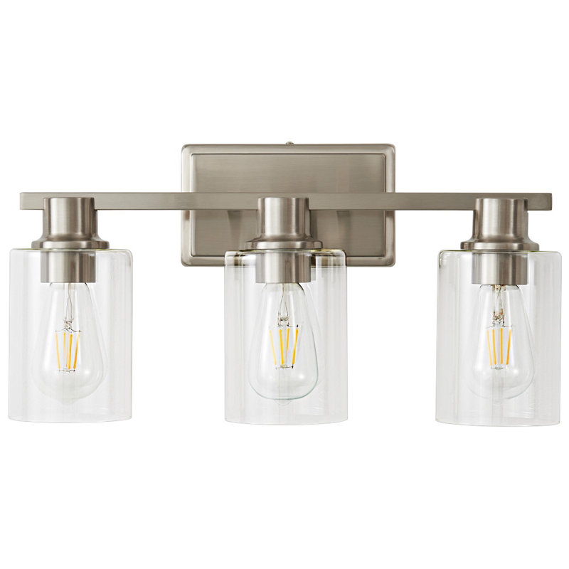Luminaire de salle de bain noir à 3 lumières à intensité variable Aarif, Nickel