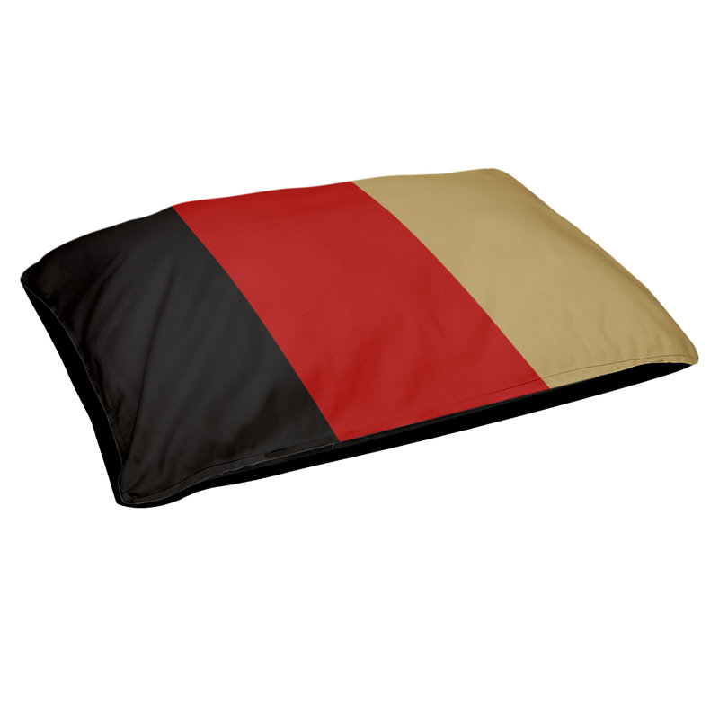 Coussin de lit pour chien Cincinnati, Moyen (H 6,5 po x l 40 po x P 30 po), Noir/rouge/or