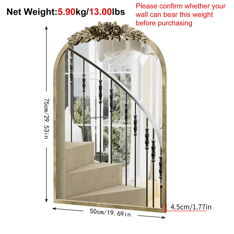 Jaliyiah Arch Wall Mirror, 75cm x 50cm