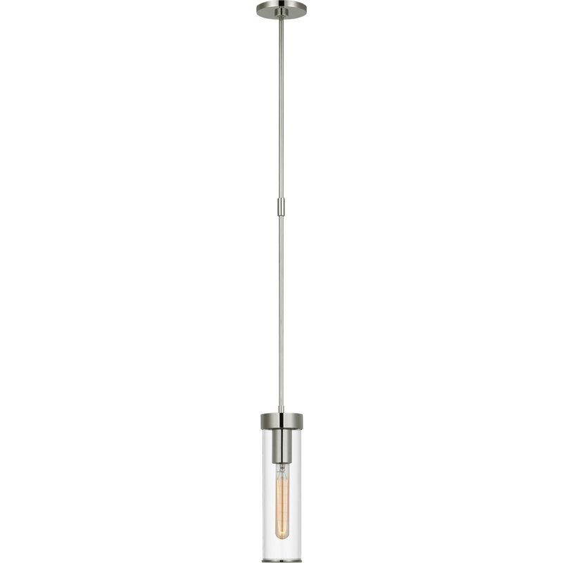 Kelly Wearstler Liaison Short Pendant, Clear, Polished Nickel, 12.75" x 3.5" W x 3.5" D