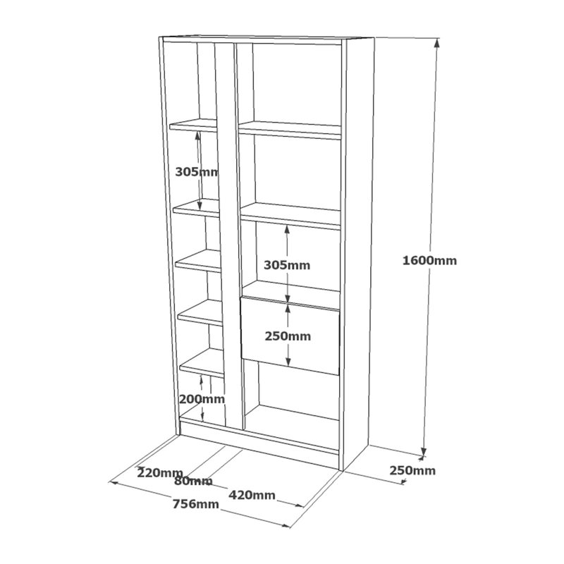 Carter-James Storage Bookcase, Silver