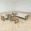 Ensemble de conversation de patio 4 pièces avec coussins, aluminium et WPC, tables d'appoint rabattables, utilisation industrielle et extérieure-1031982982